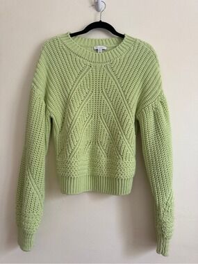 Topshop Lime Green Mixed-Knit Women's Sweater, UK S, US 4-6